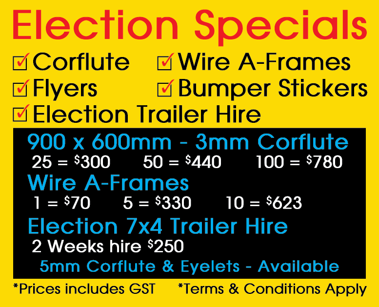 Election Corflute, Wire A-Frames & Election Trailer Hire